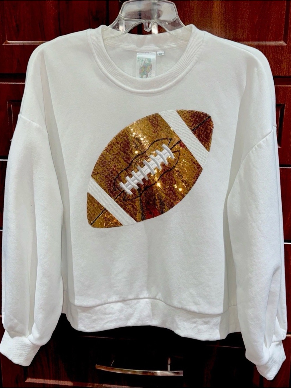 🏈Queen Of Sparkles XS (Oversized) Sequined Football Sweatshirt EUC
